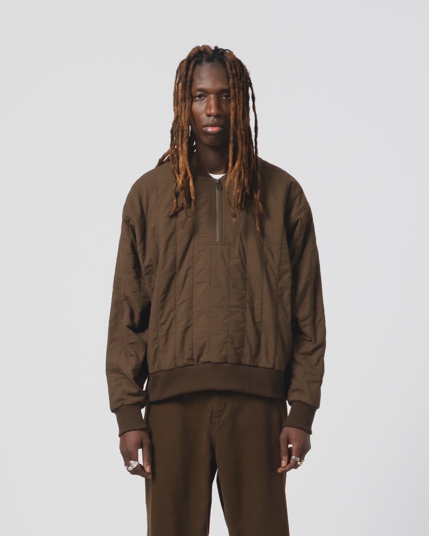Oslo Sweater Quilted Cotton Java Brown