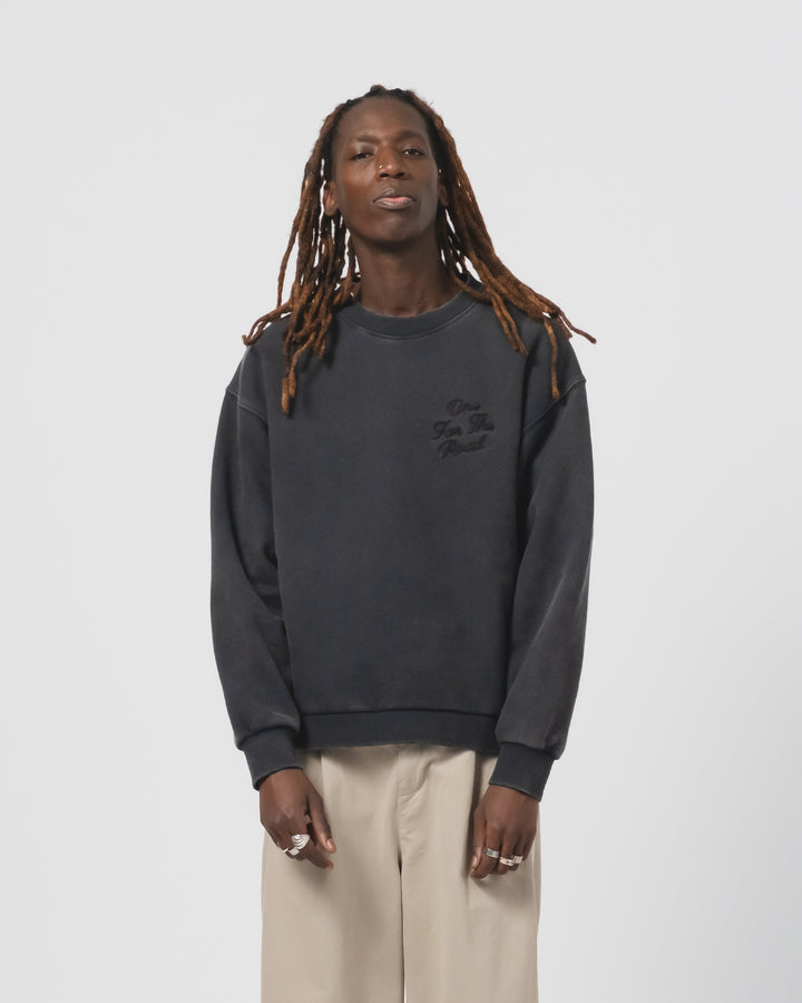 デトロイト・スウェットシャツ　ベーシックフリース　ウォッシュドブラック