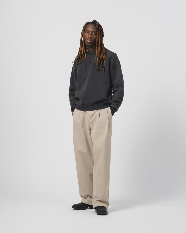 デトロイト・スウェットシャツ　ベーシックフリース　ウォッシュドブラック