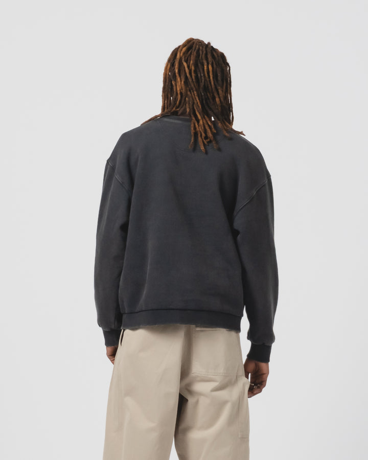 デトロイト・スウェットシャツ　ベーシックフリース　ウォッシュドブラック