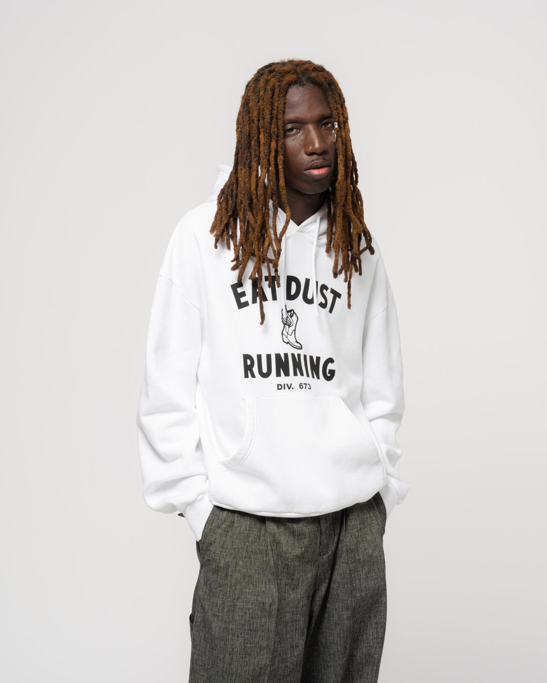 Eat Dust Running Hoody Basic Fleece White