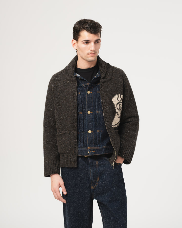Flying Boot Cardigan Minotaurus Asphalt/Oat