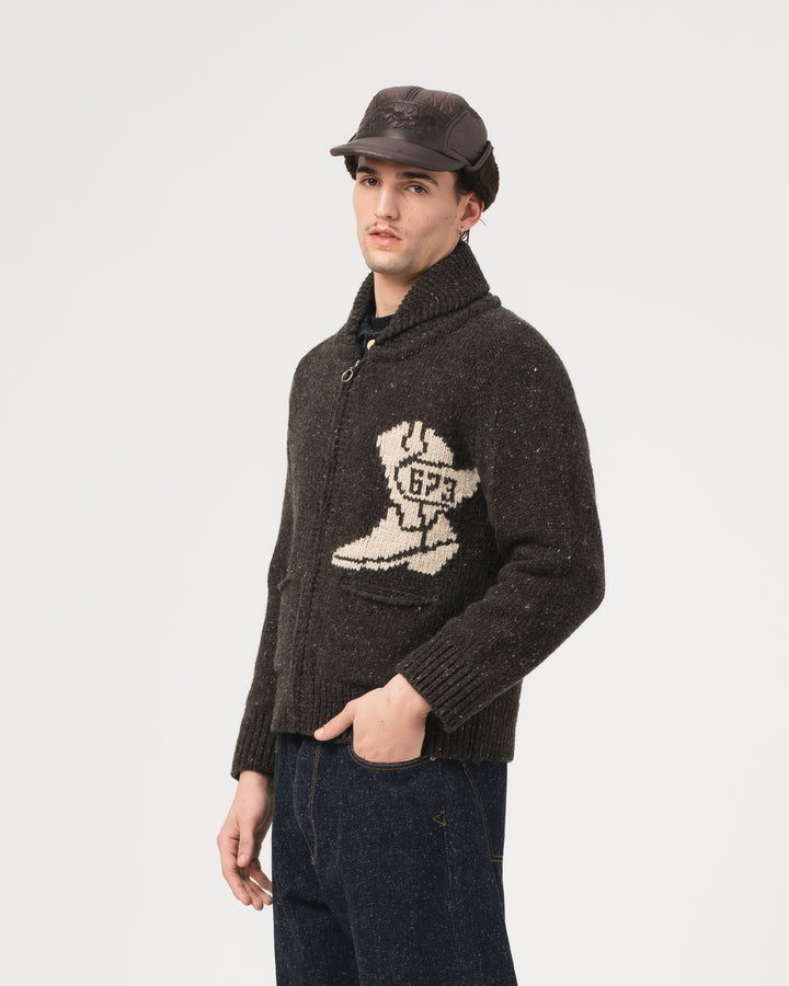 Flying Boot Cardigan Minotaurus Asphalt/Oat