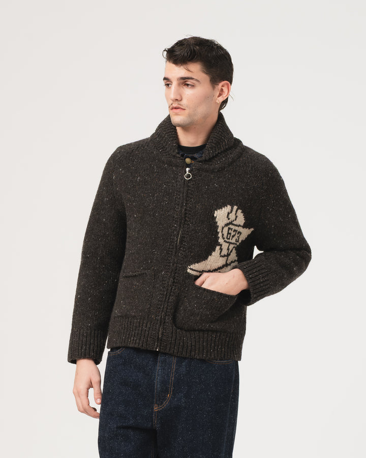Flying Boot Cardigan Minotaurus Asphalt/Oat