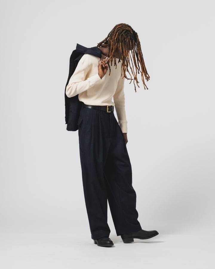 長袖サーモワッフルTシャツ（オフホワイト）