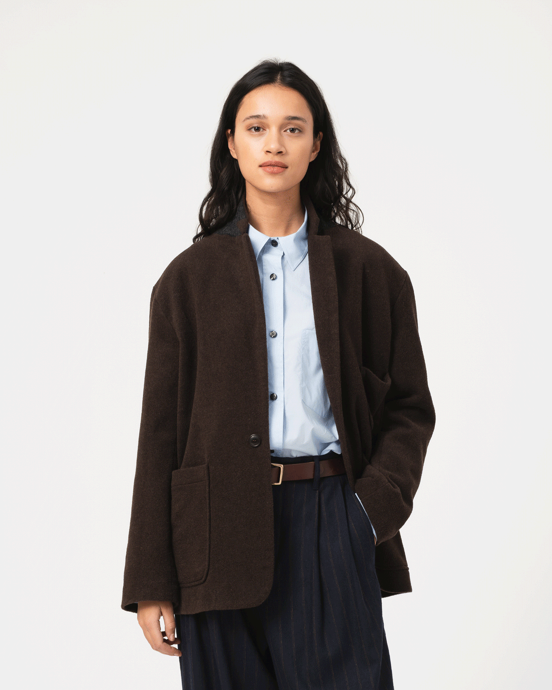 Blazer Wool Drap Chocolate