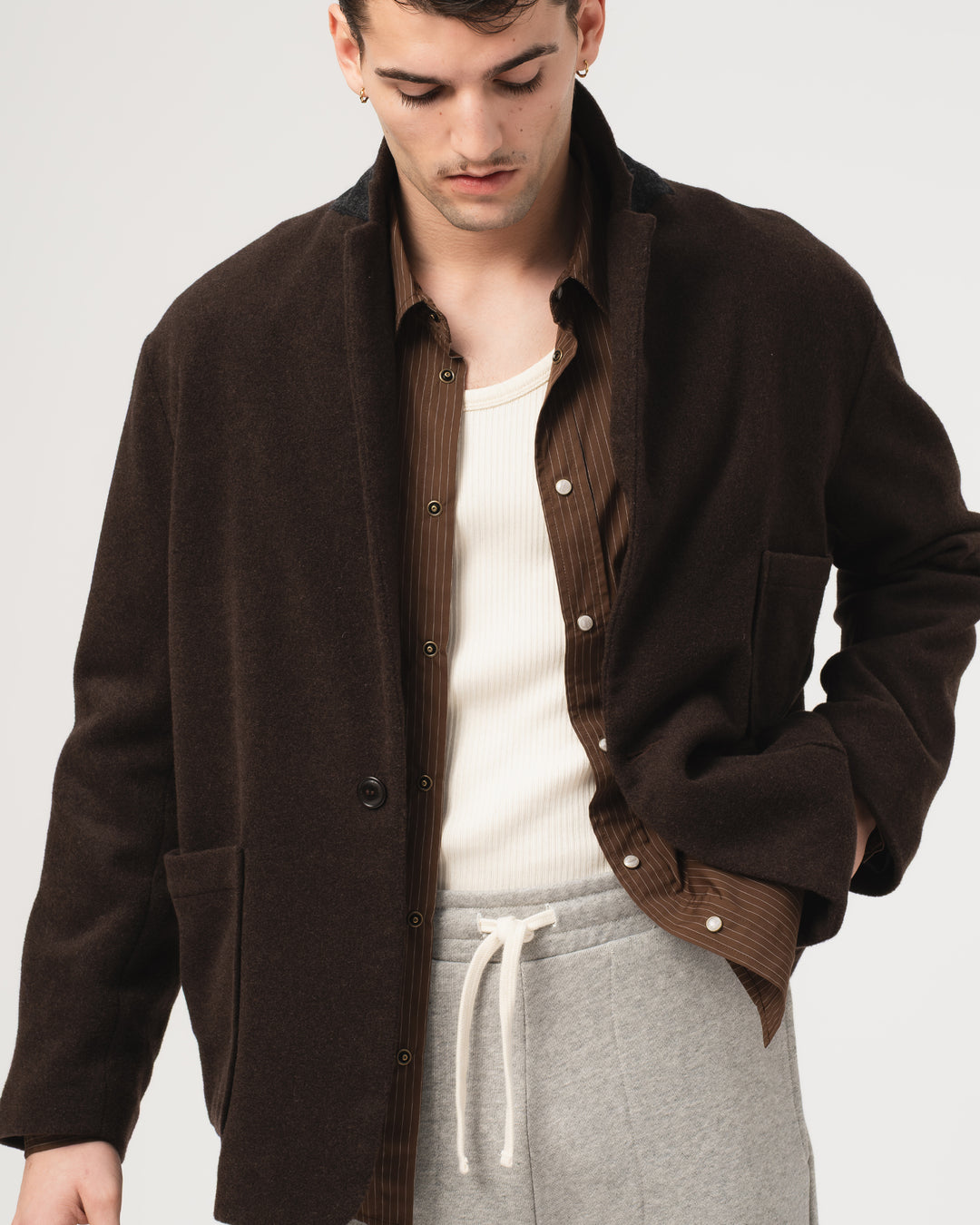 Blazer Wool Drap Chocolate