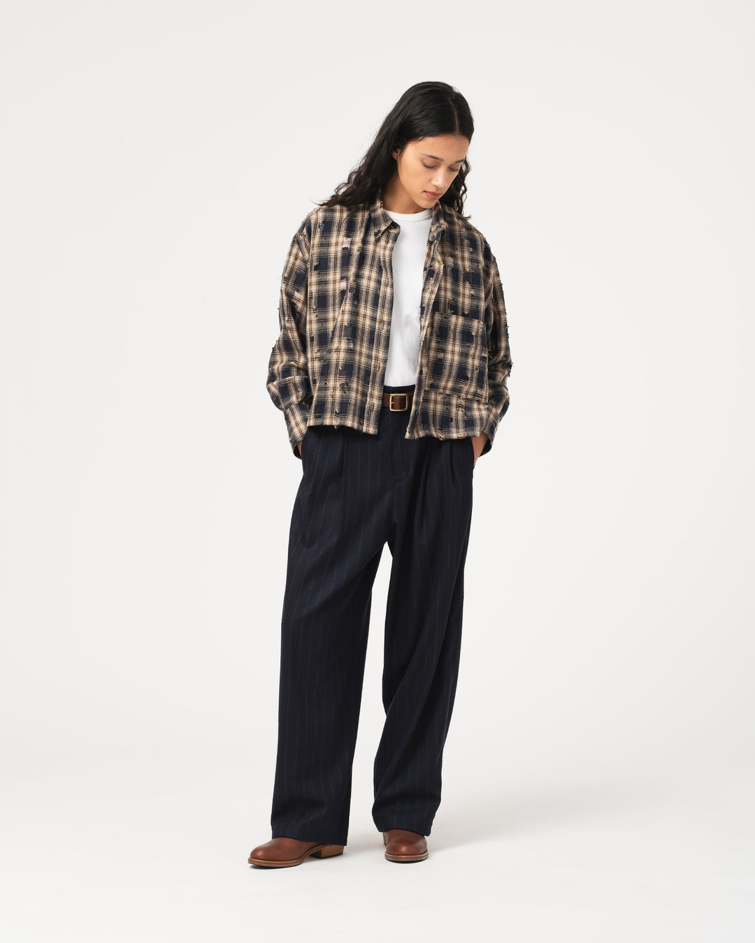 Ambassador Pants Business Stripes Inkt/Brown