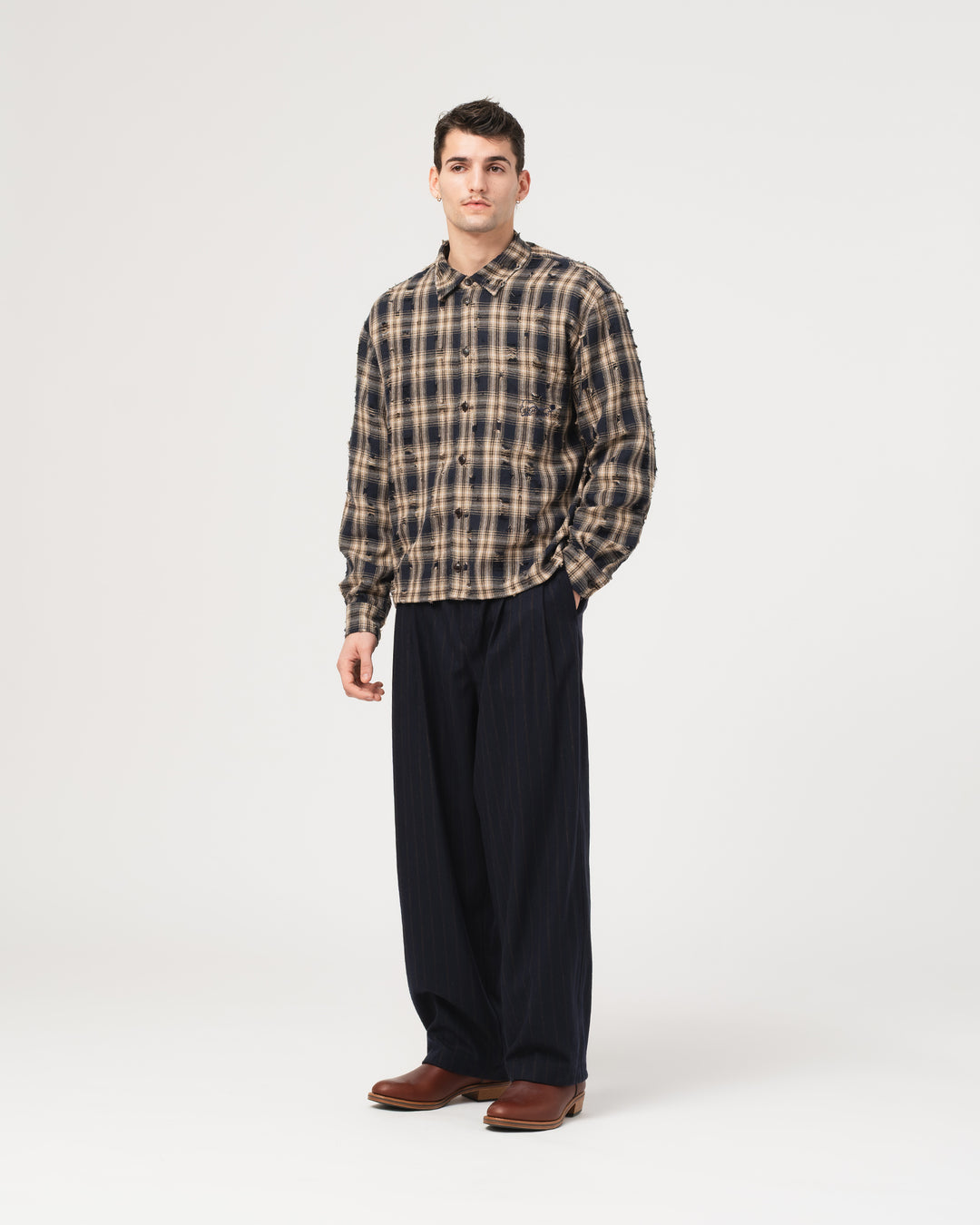Ambassador Pants Business Stripes Inkt/Brown