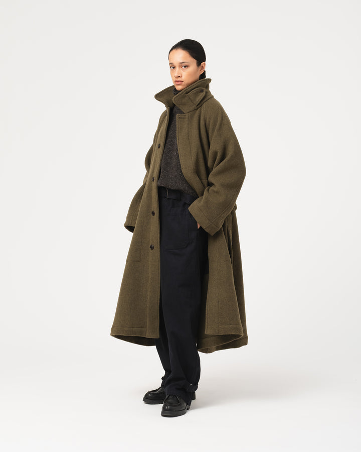 G.o.D Military Trench Wool Velour Avocado