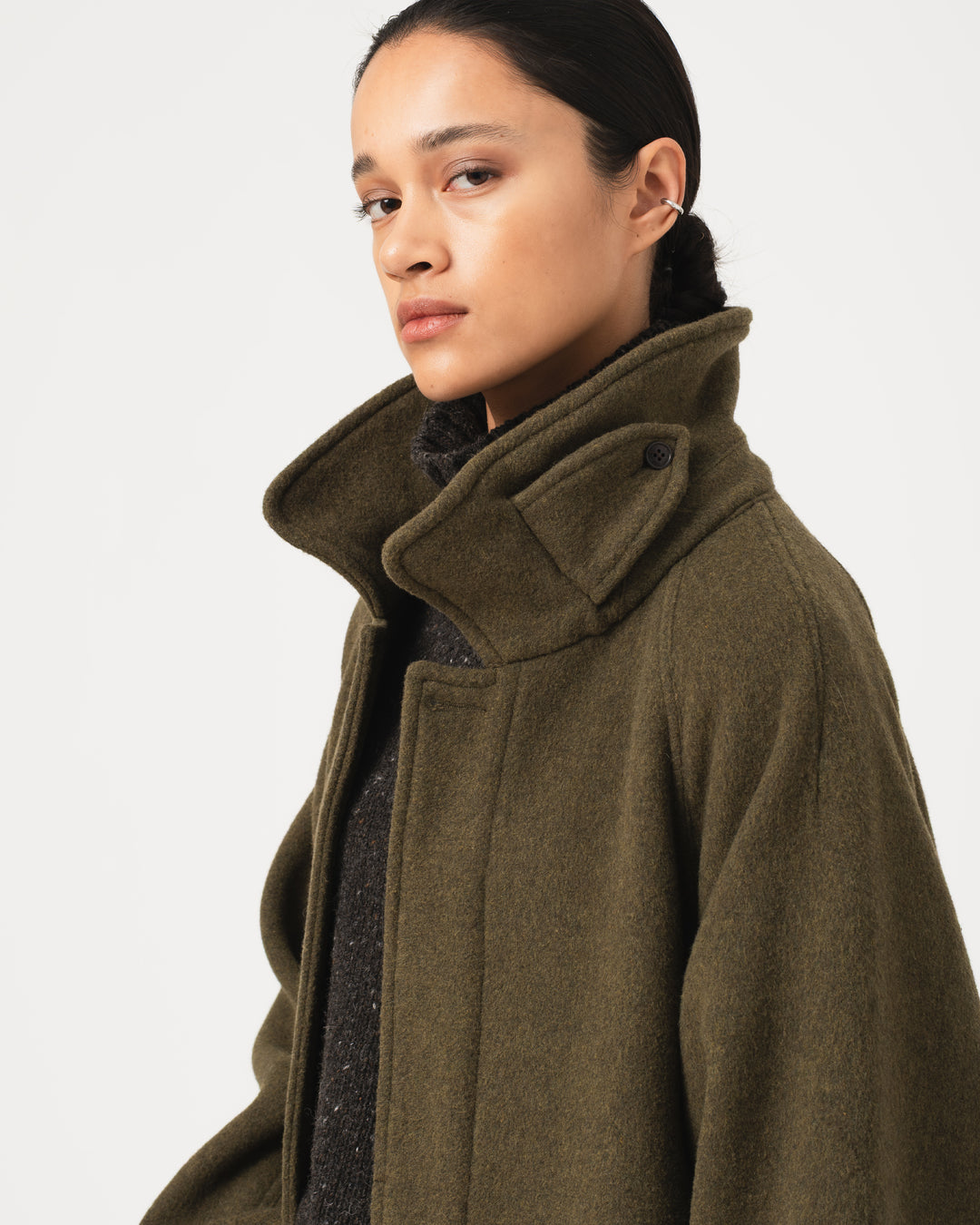 G.o.D Military Trench Wool Velour Avocado