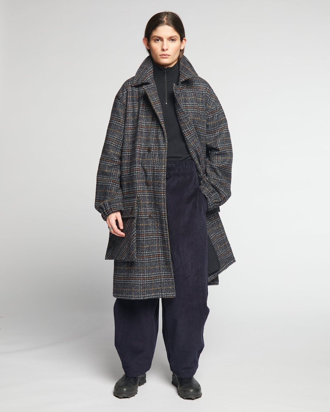 G.o.D Field Coat Glasgow Check Navy
