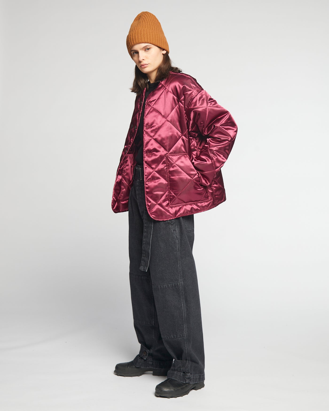 G.o.D Frostbite Diamond Quilted Nylon Jacket  Wine