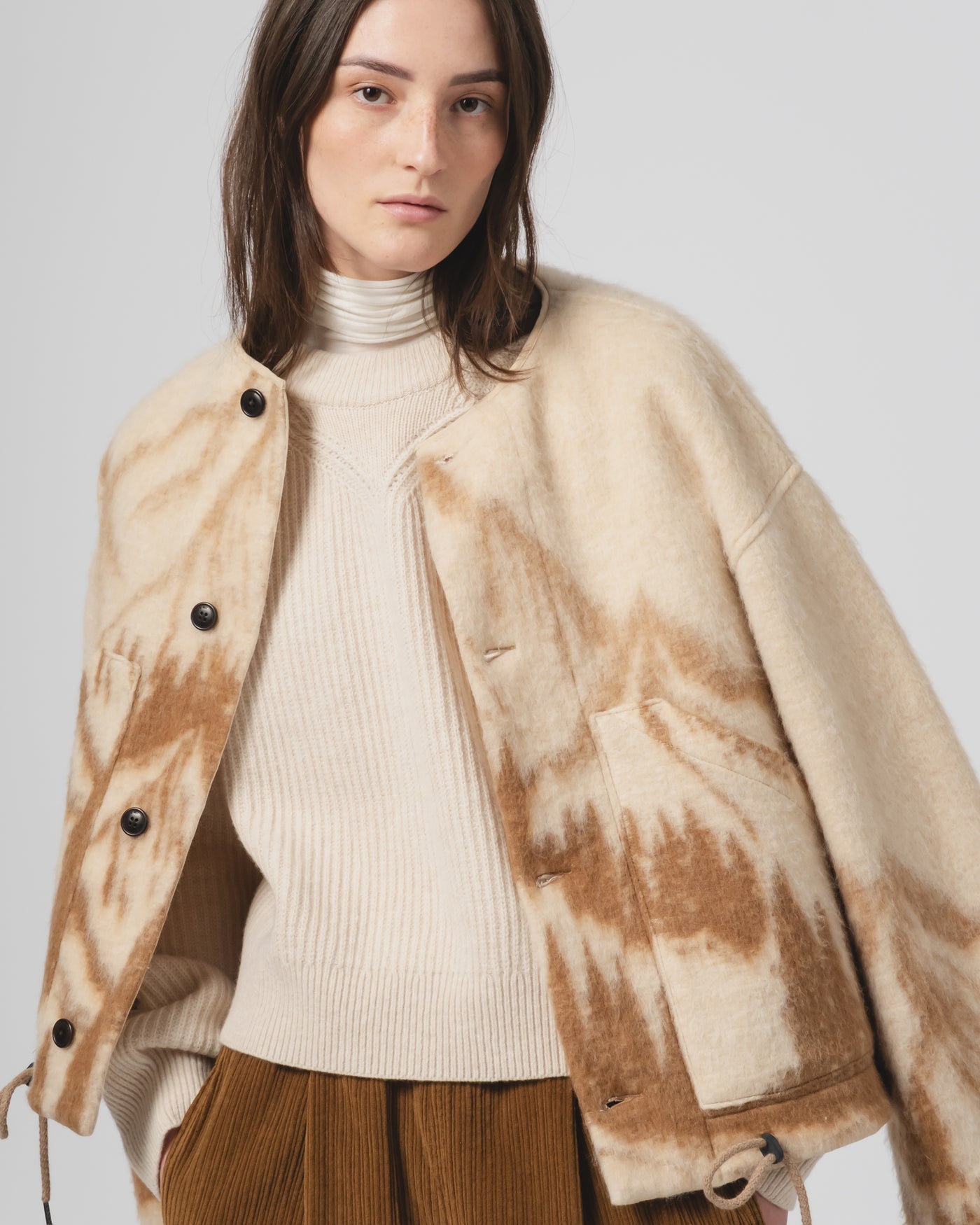 G.o.D Nuclear Jacket Mountain Jacquard Cream/Brown