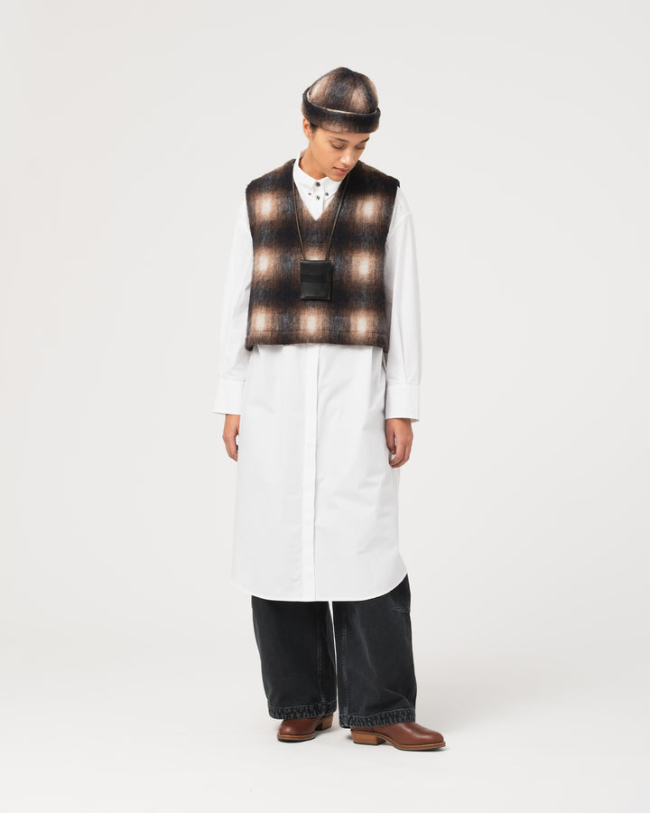 G.o.D Vee Vest Felted Check Sepia / Cream