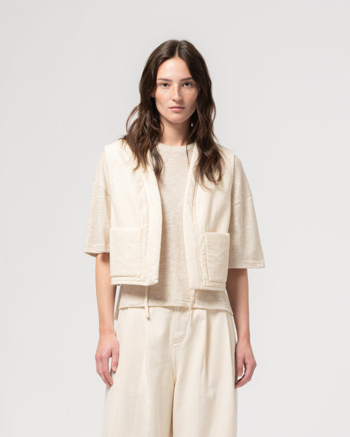 G.o.D Cork Vest Padded Cotton Ecru