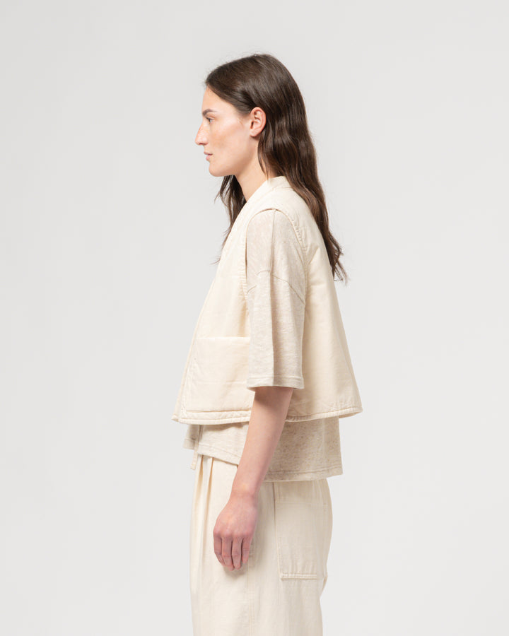 G.o.D Cork Vest Padded Cotton Ecru