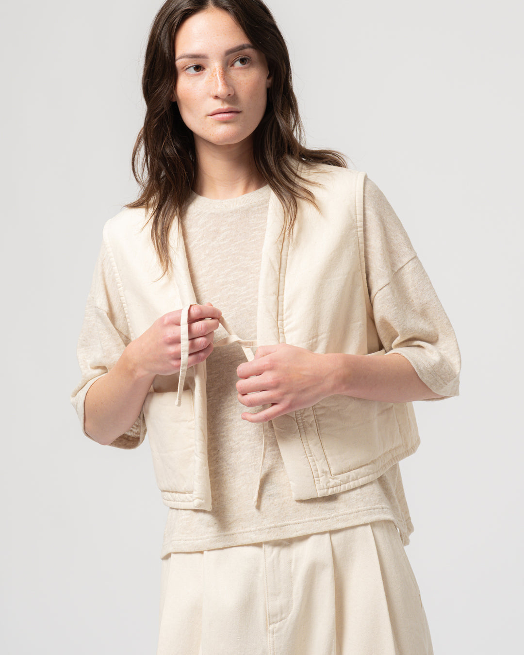 G.o.D Cork Vest Padded Cotton Ecru