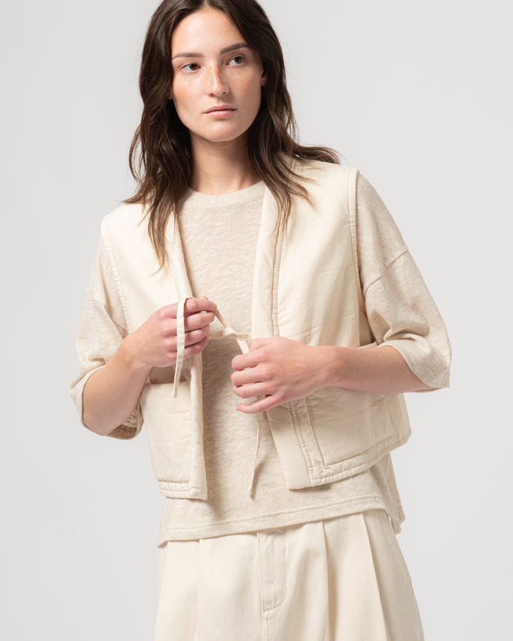 G.o.D Cork Vest Padded Cotton Ecru