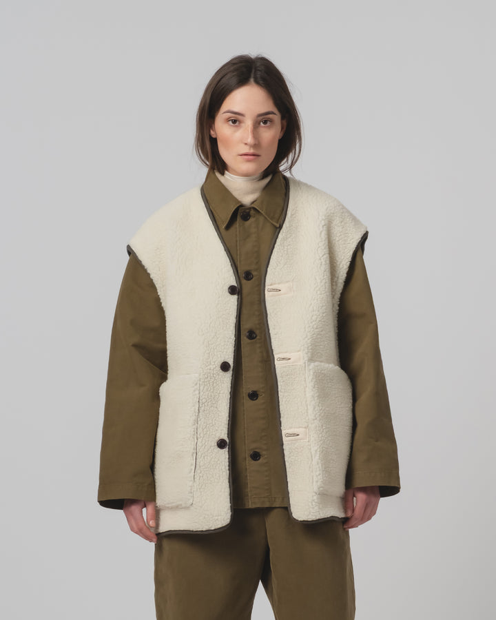 GoD Ridge Vest Piumino ナイロン製 フォッシルグリーン/オフホワイト