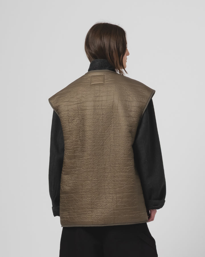 GoD Ridge Vest Piumino ナイロン製 フォッシルグリーン/オフホワイト