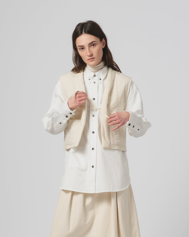 G.o.D Cork Vest Quilted Cotton Ecru