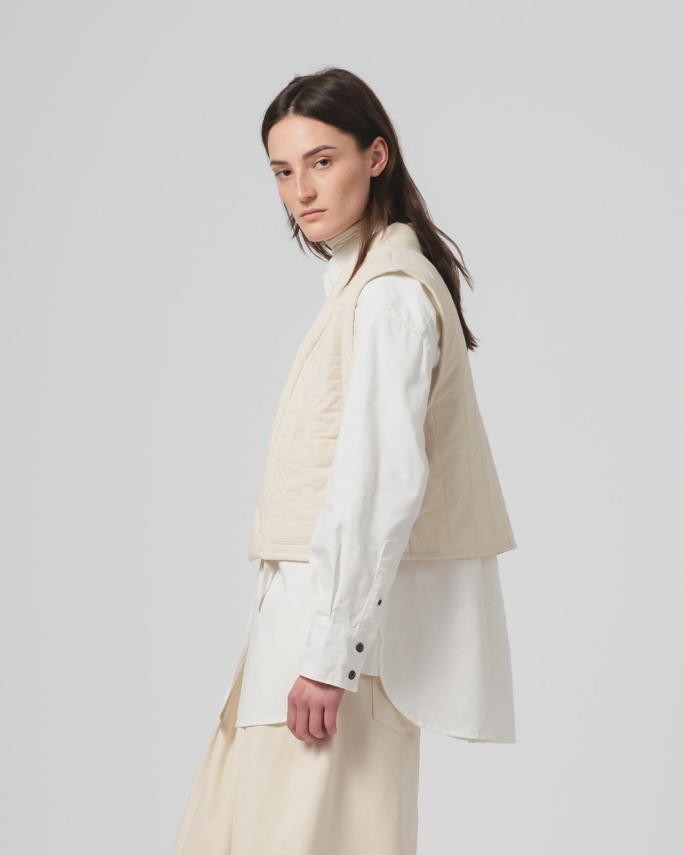 G.o.D Cork Vest Quilted Cotton Ecru
