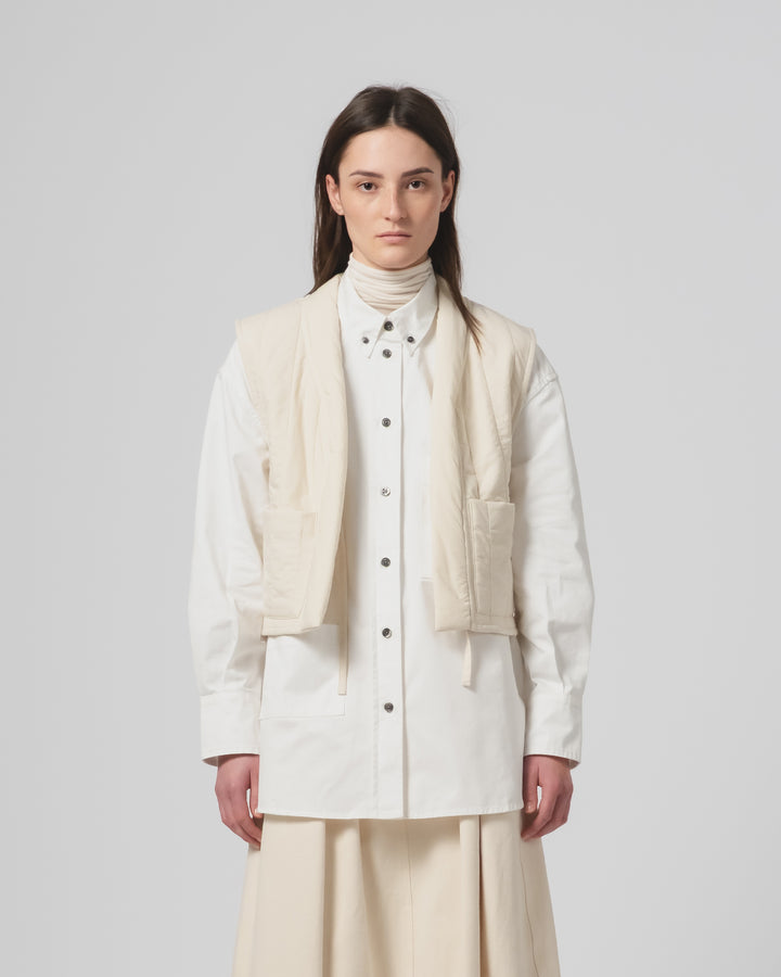 G.o.D Cork Vest Quilted Cotton Ecru