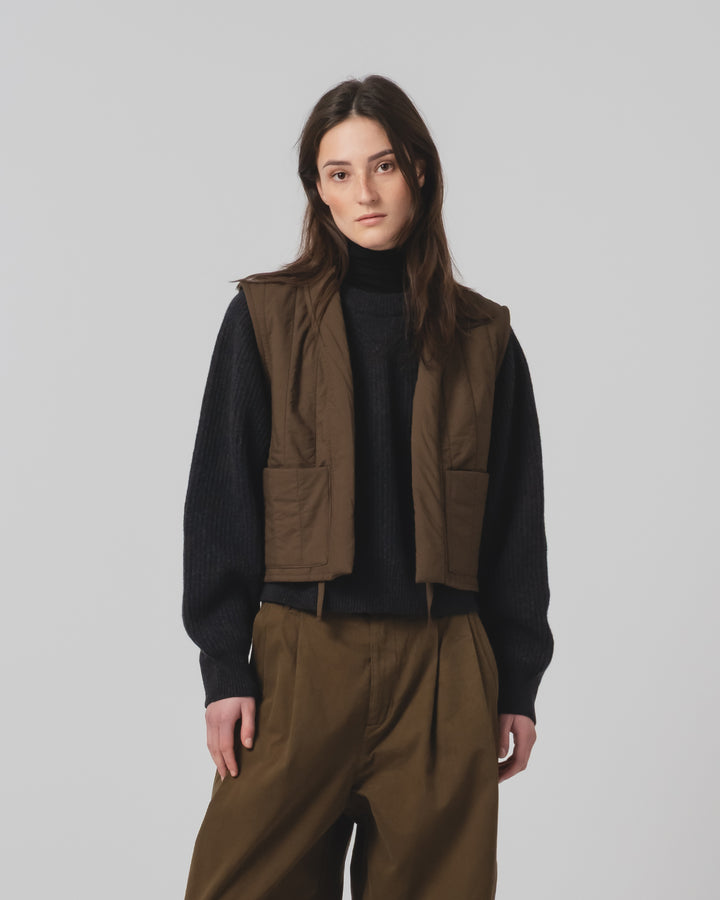 GoD Cork Vest キルティングコットン ジャバブラウン