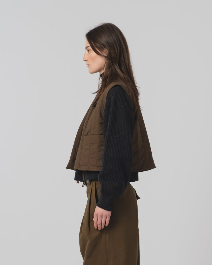 GoD Cork Vest キルティングコットン ジャバブラウン