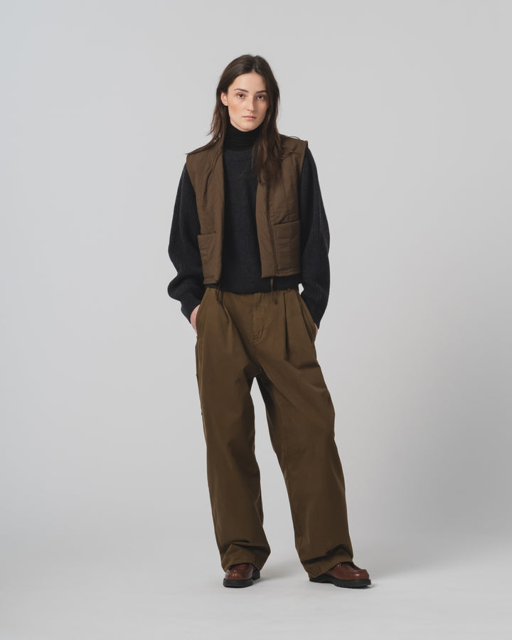 GoD Cork Vest キルティングコットン ジャバブラウン