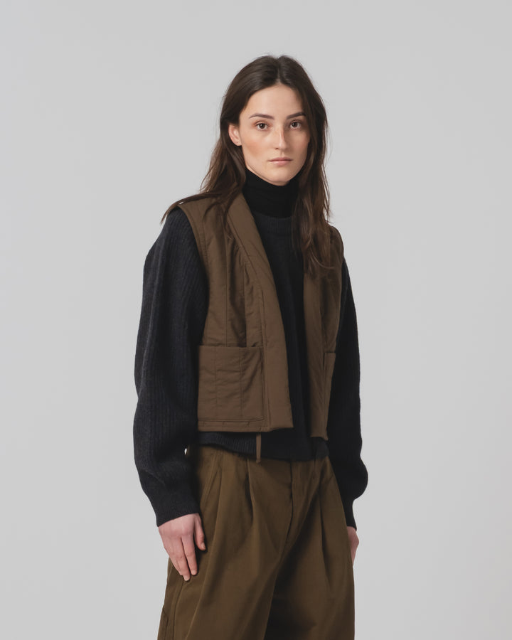 GoD Cork Vest キルティングコットン ジャバブラウン