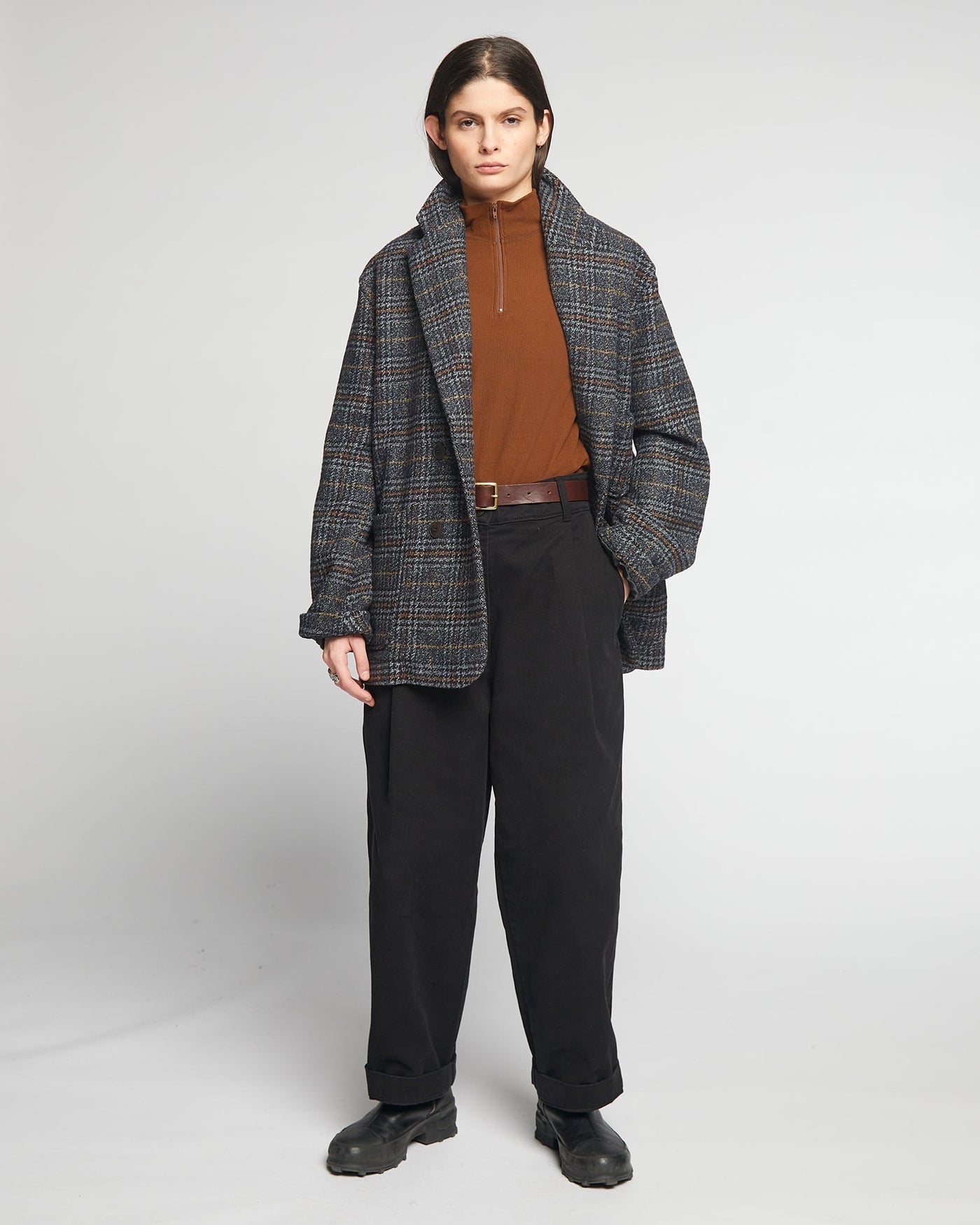 G.o.D Blazer Glasgow Check Navy