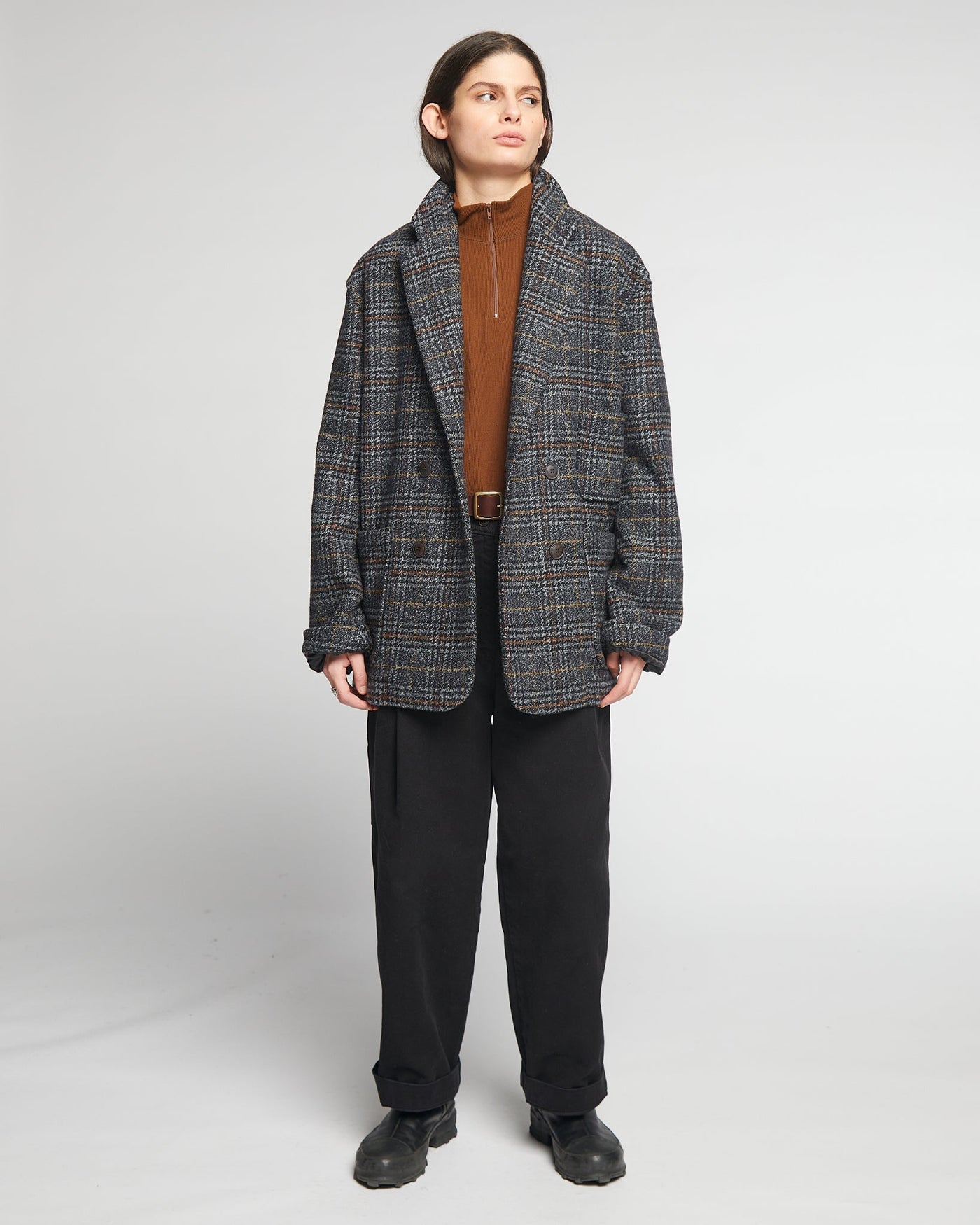 G.o.D Blazer Glasgow Check Navy
