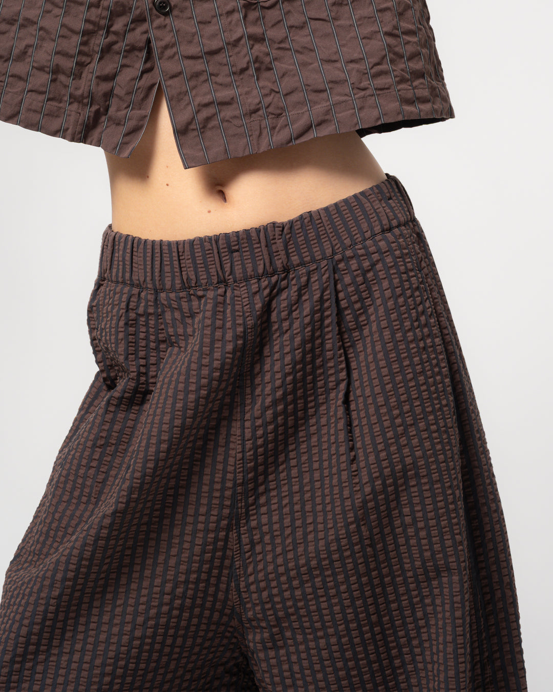 G.o.D Culotte Belfast Serrsucker Coffee/Navy