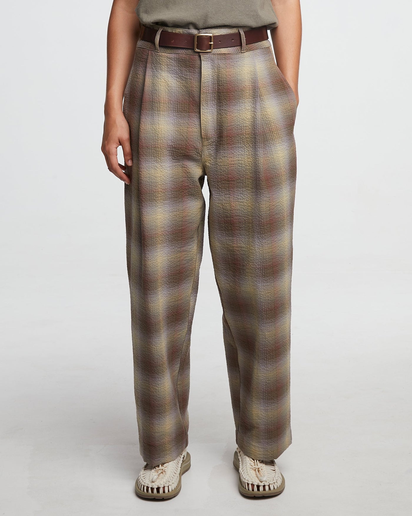 G.o.D British Worker Pants Merida Check Khaki