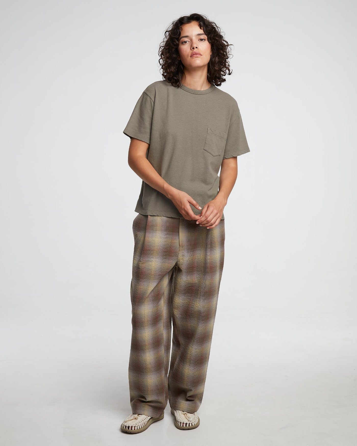 G.o.D British Worker Pants Merida Check Khaki