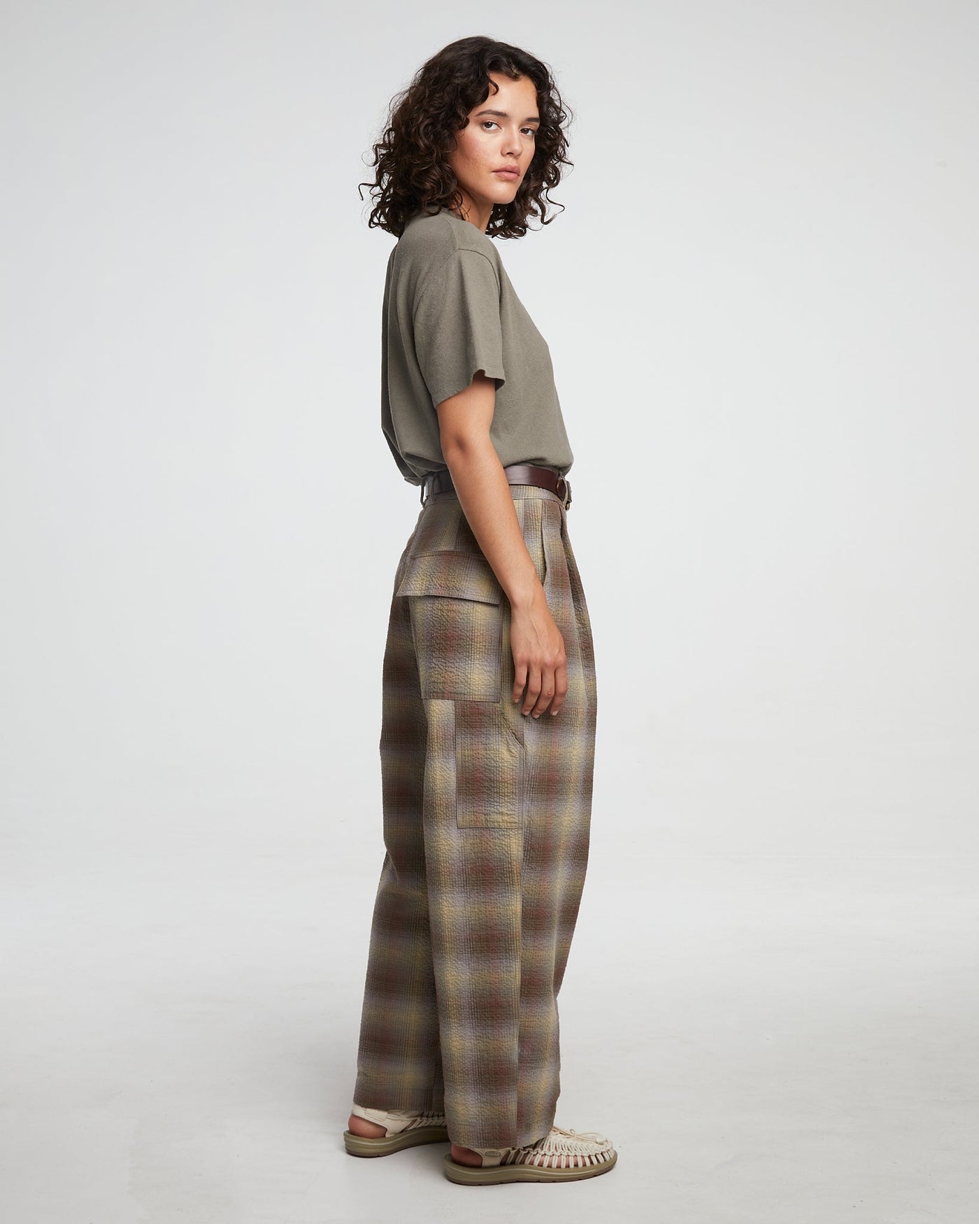 G.o.D British Worker Pants Merida Check Khaki