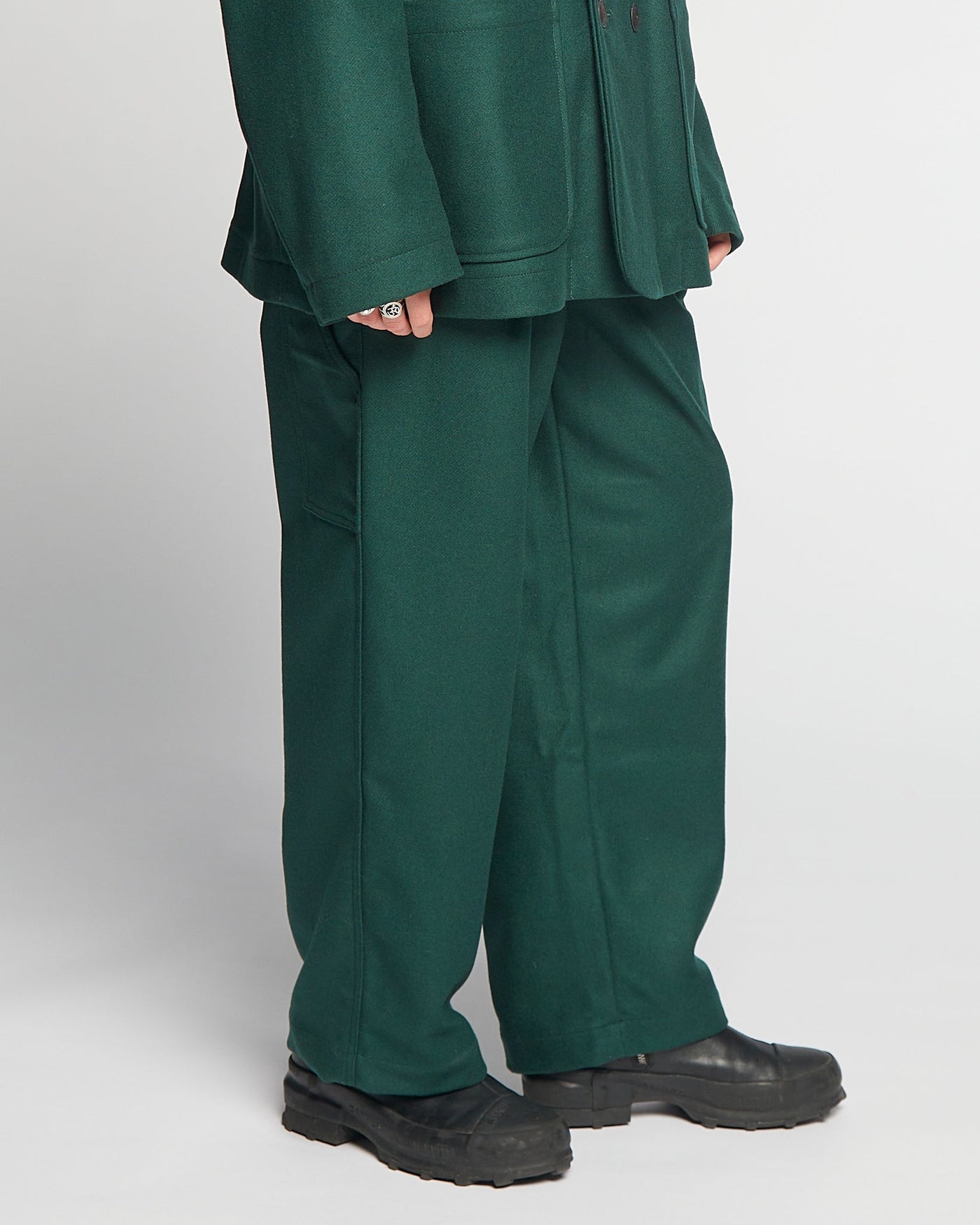 G.o.D British Worker Pants Compact Wool Bottle Green