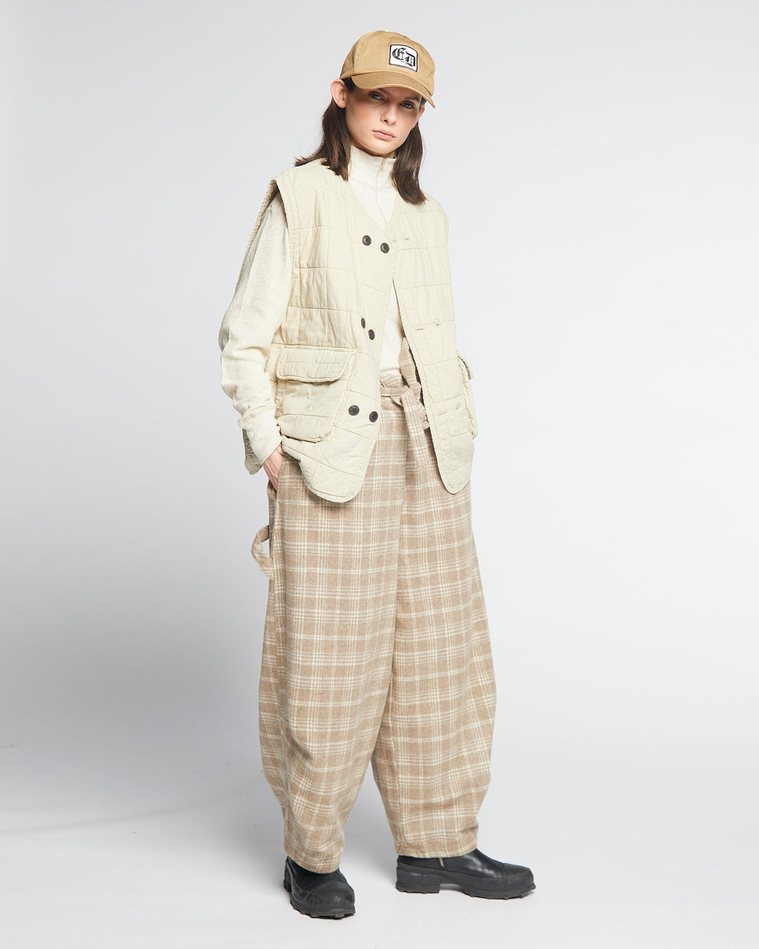 G.o.D Sultan Pants Natural Check Oatmeal
