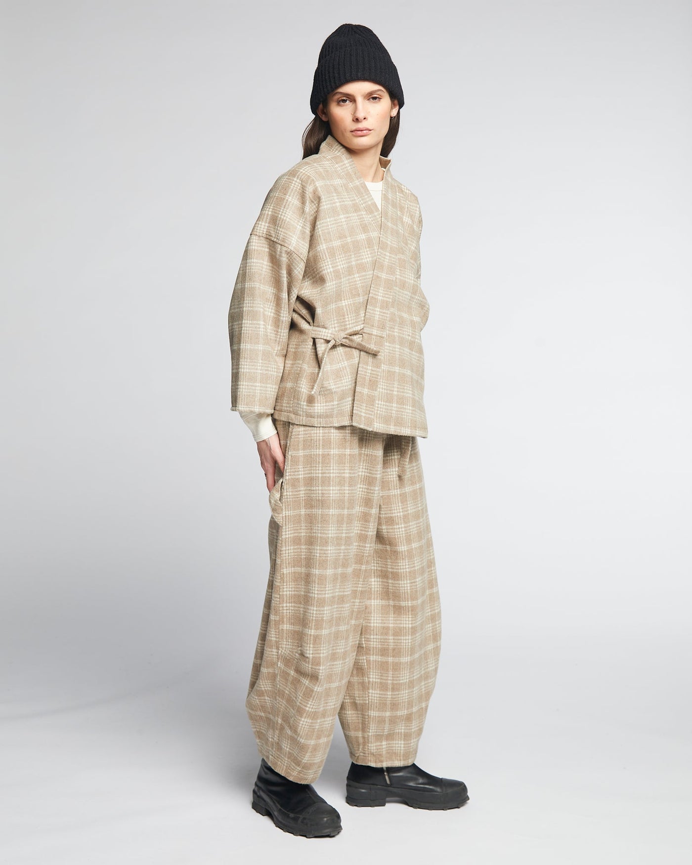 G.o.D Sultan Pants Natural Check Oatmeal