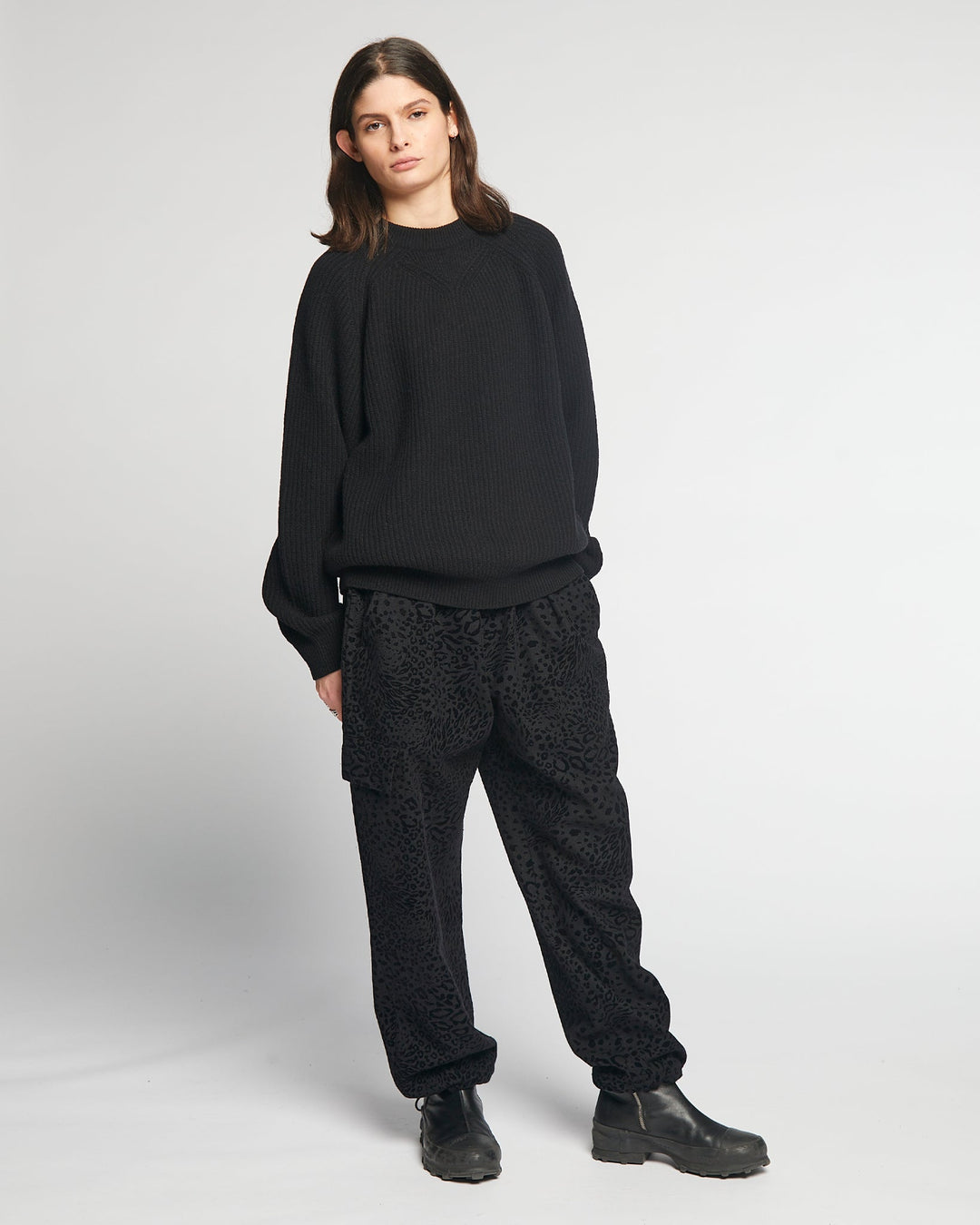 G.o.D Desert Pants Leopard Wool Black