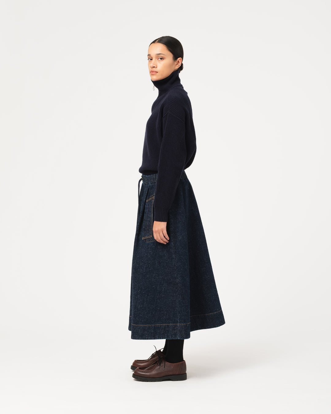 G.o.D Meadow Skirt Neppy Denim Indigo