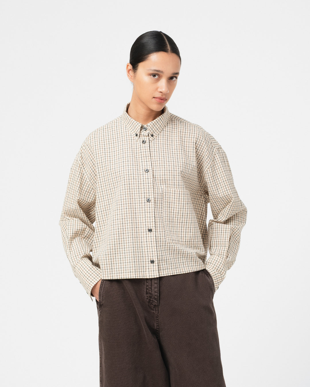 G.o.D Cubic Shirt Cantucci Check Wheat