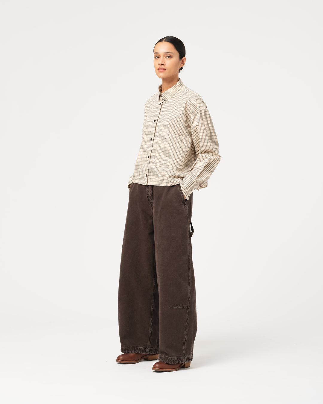 G.o.D Cubic Shirt Cantucci Check Wheat