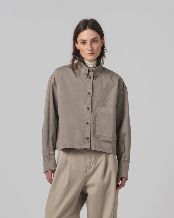 G.o.D Cubic Shirt Fine Broken Twill Aluminium