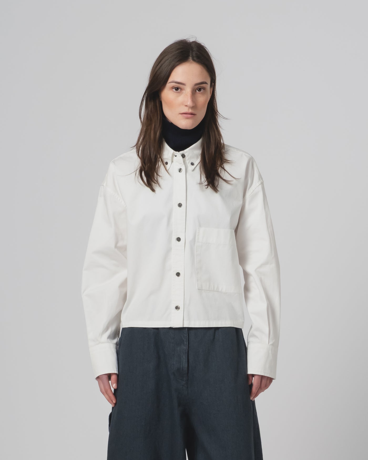 G.o.D Cubic Shirt Fine Broken Twill Milk