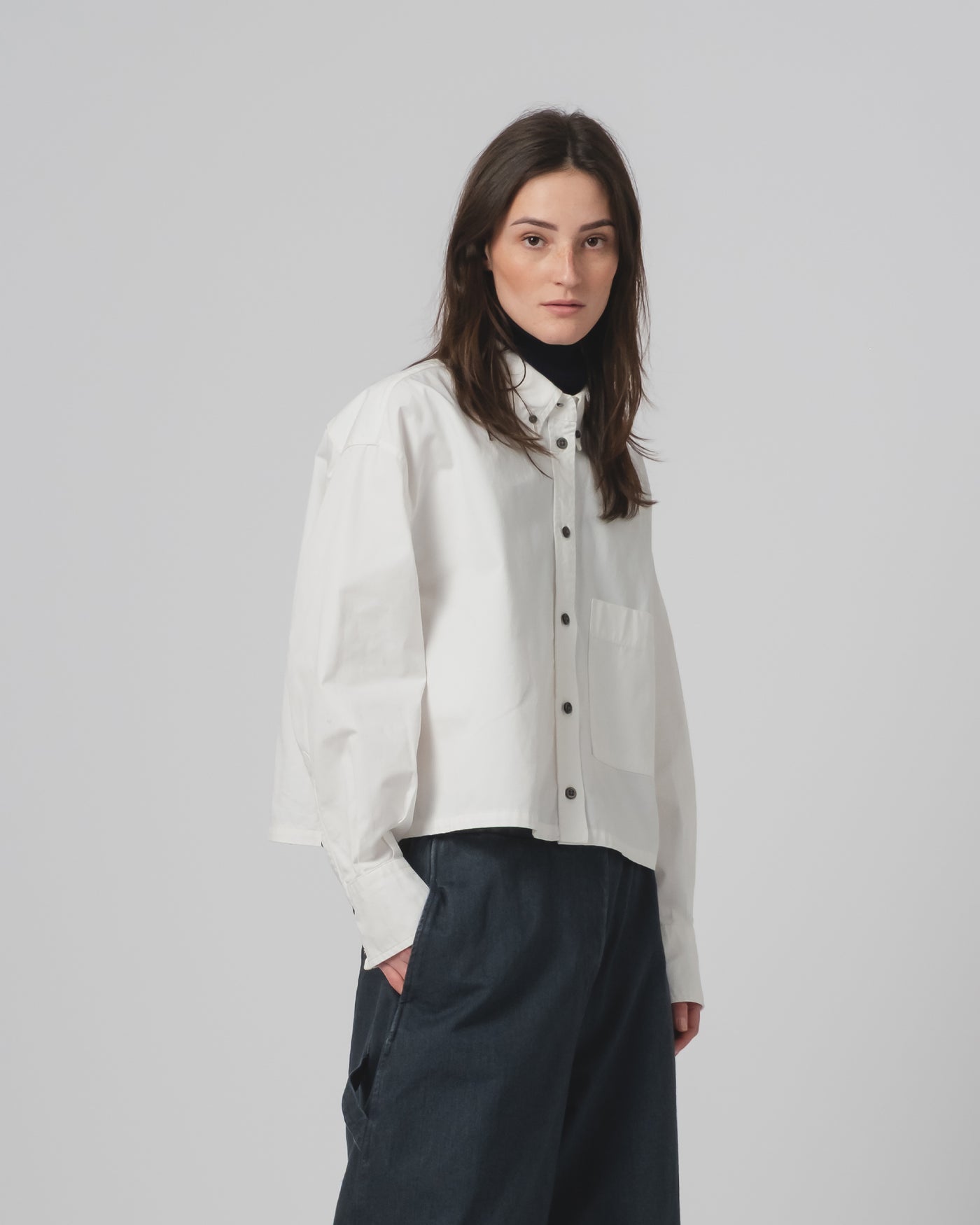 G.o.D Cubic Shirt Fine Broken Twill Milk