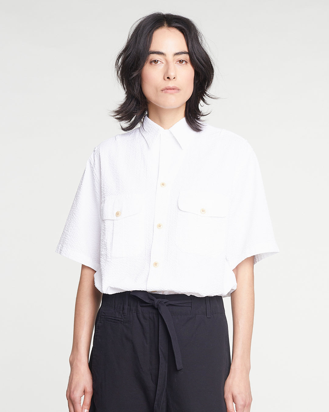 G.o.D Cuban Shirt Seersucker White
