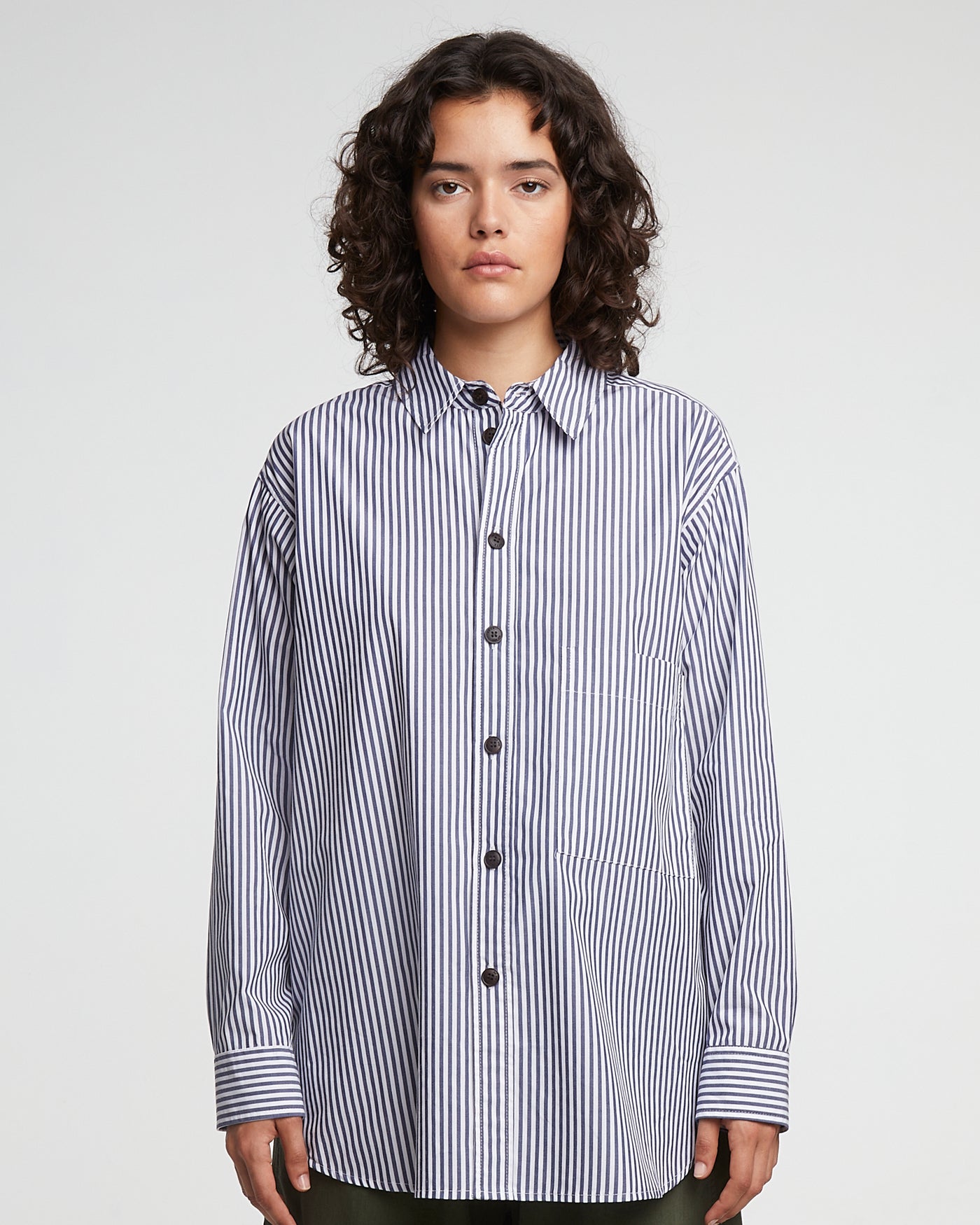G.o.D Maxi Shirt Poplin Stripes Dark Blue/White